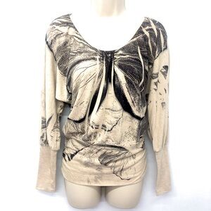 American Rag Graphic Butterfly Print Knit Popover Top